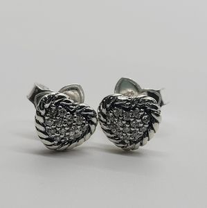 David Yurman Petite Pave Heart Earrings